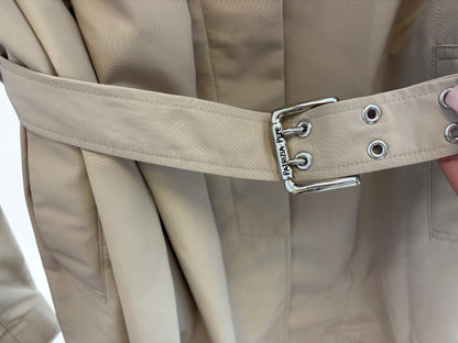 Patrizia Pepe Trench Coat with Ruffle Shoulder – Size 44 (fits Small)