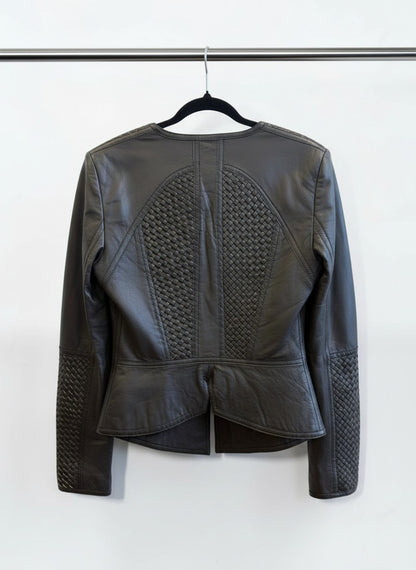 Sass & Bide Mourning Air Woven Leather Jacket in Dark Navy NWT - Size 38