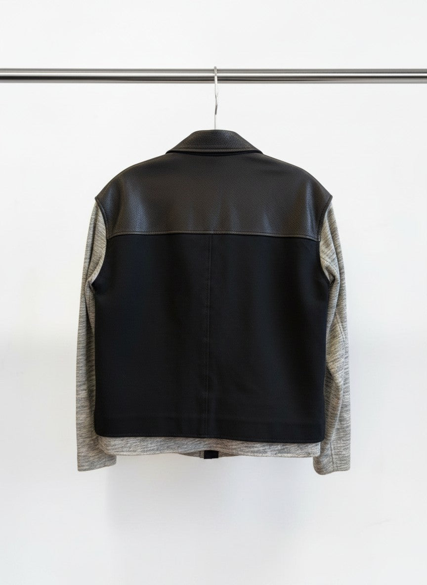 Tibi Black Leather & Cotton Jacket — Size S