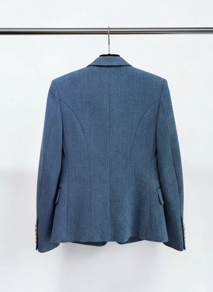 Balmain Blue Denim Double-Breasted Blazer – New With Tags – Size 40