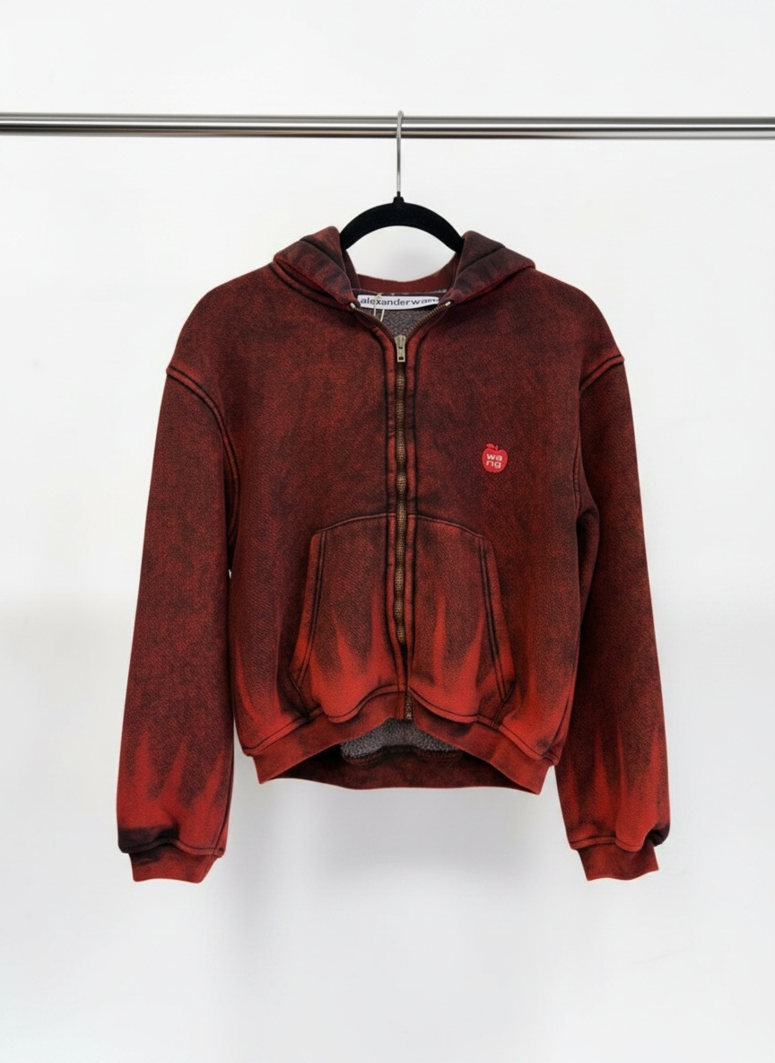 Alexander Wang Red Cropped Shrunken Hoodie — Size Small