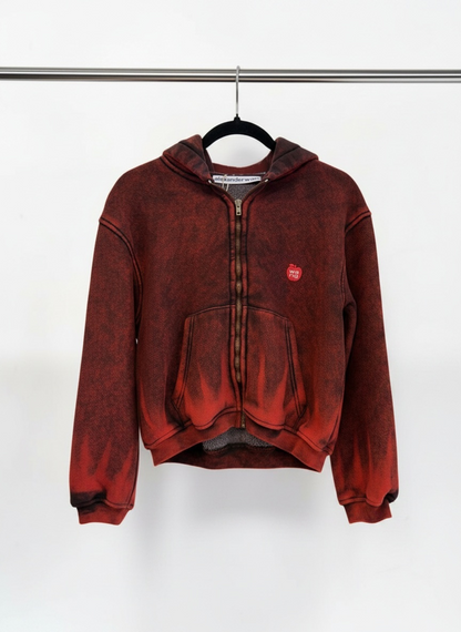 Alexander Wang Red Cropped Shrunken Hoodie — Size Small