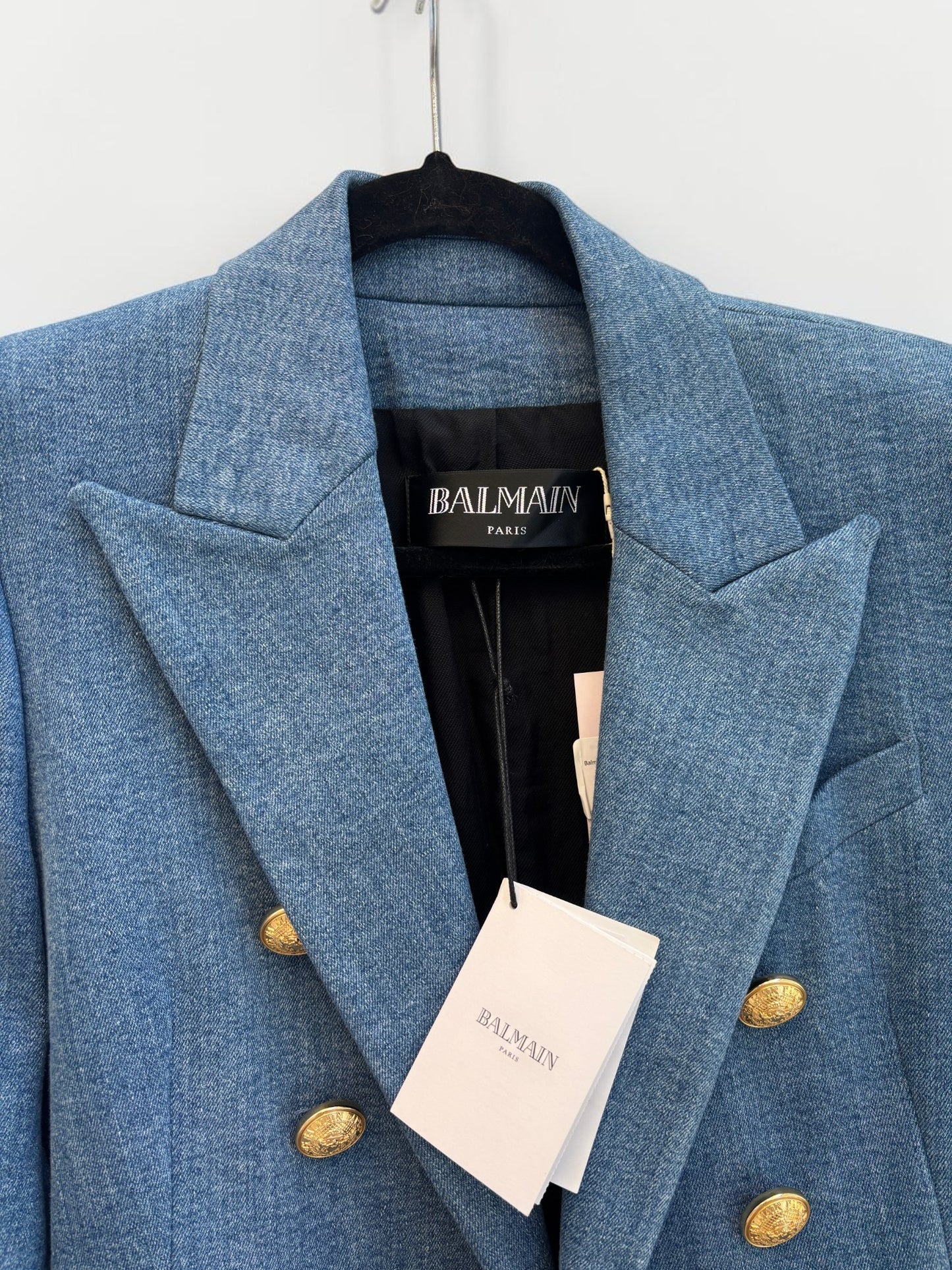 Balmain Blue Denim Double-Breasted Blazer – New With Tags – Size 40