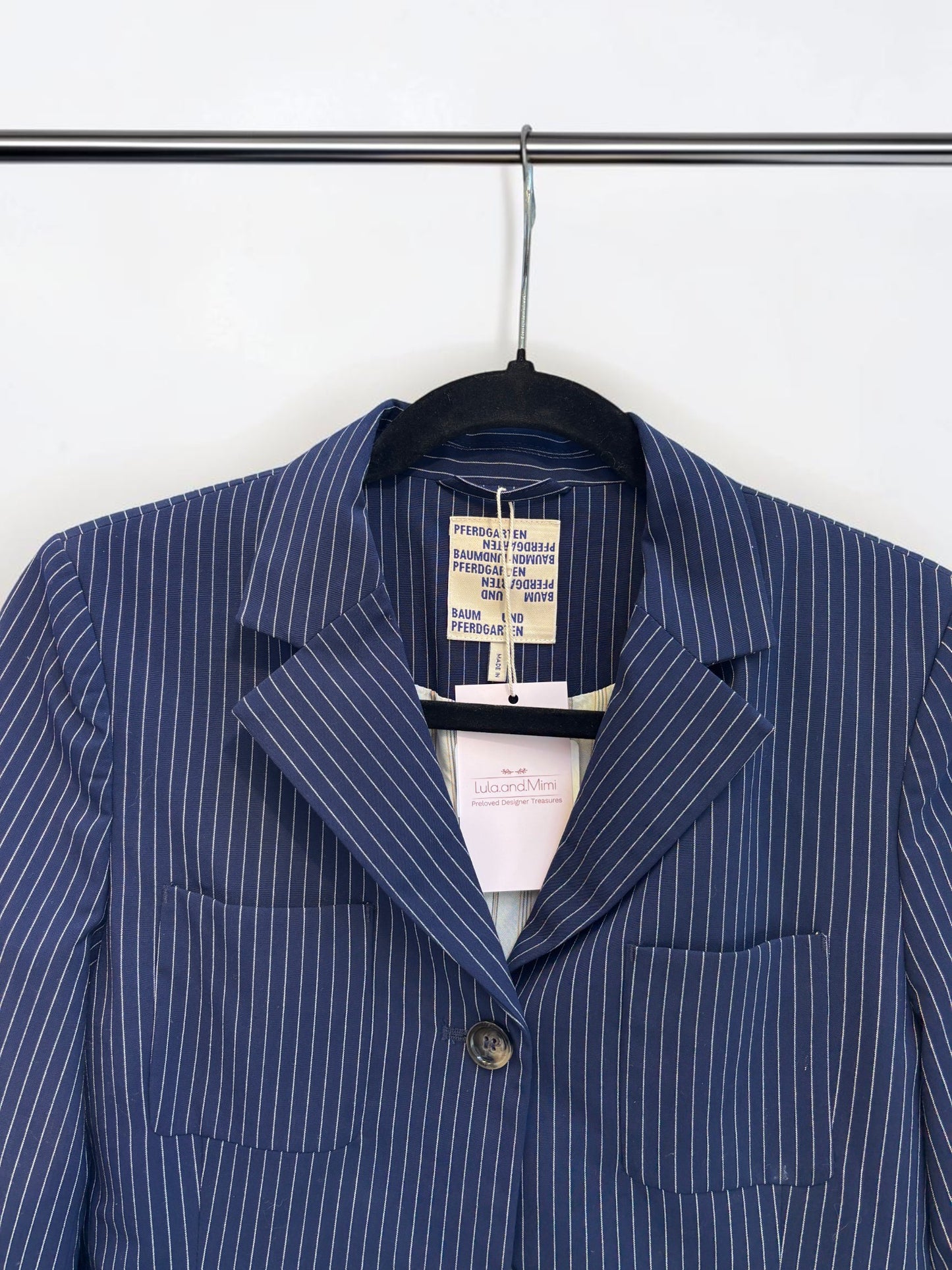 Baum und Pferdgarten Bolivia Pinstripe Blazer with Satin Trim — Size 36