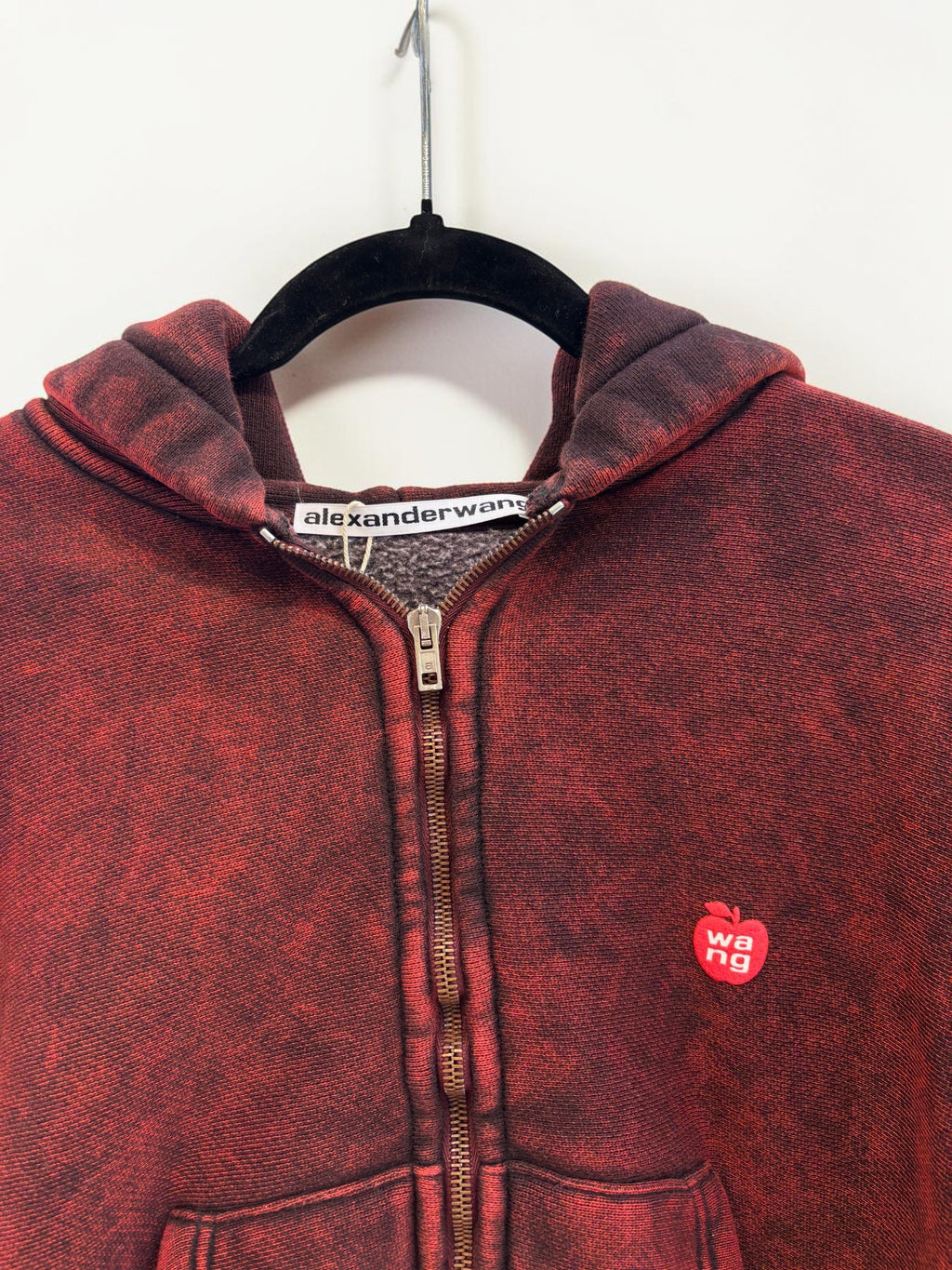 Alexander Wang Red Cropped Shrunken Hoodie — Size Small
