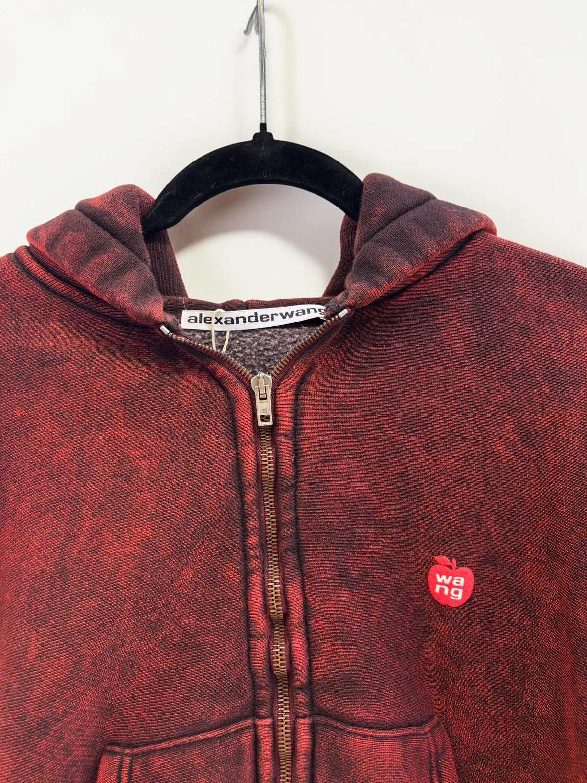 Alexander Wang Red Cropped Shrunken Hoodie — Size Small