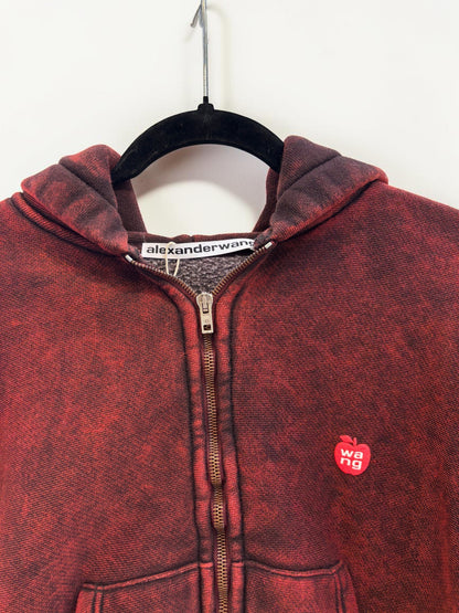 Alexander Wang Red Cropped Shrunken Hoodie — Size Small