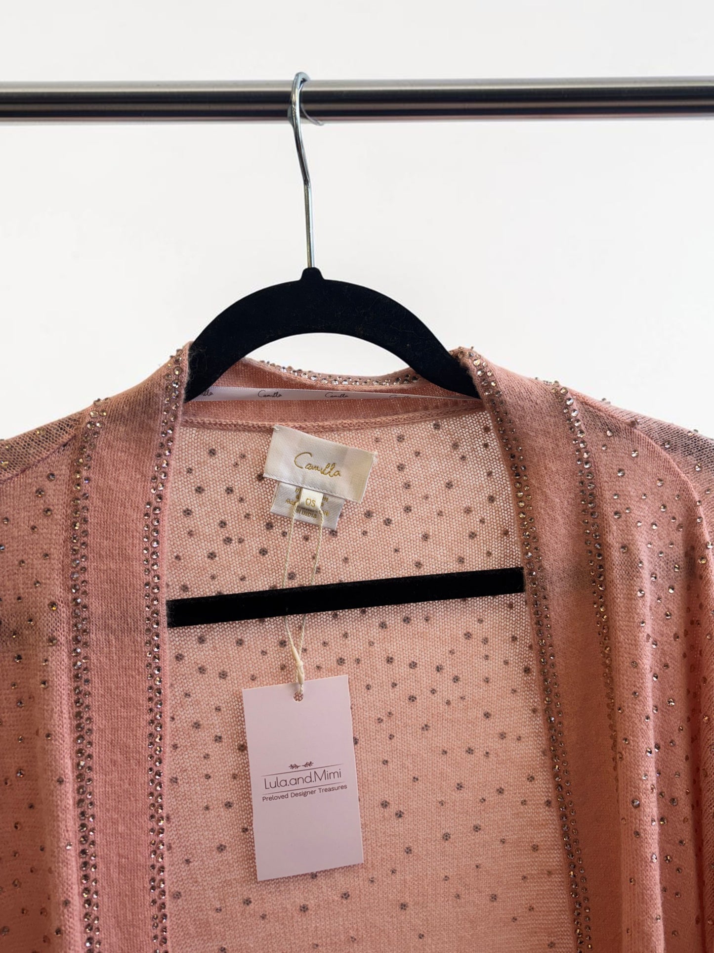 Camilla Soft Knit Layer Crystal Embellished Salmon - Size: OS