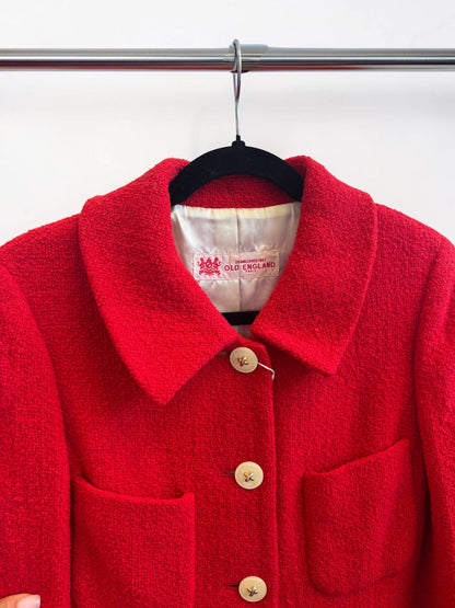 Old England Vintage Red Tweed Jacket – Paris Heritage Label – Size 36