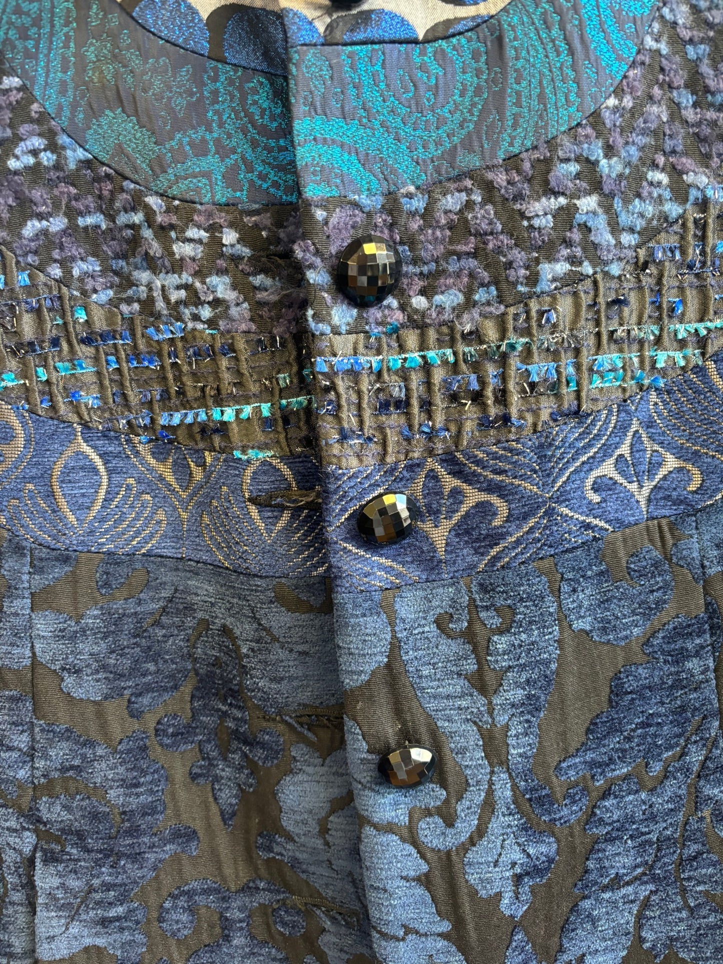 Desigual Blue & Black Velvet Coat — Size 44