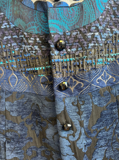 Desigual Blue & Black Velvet Coat — Size 44
