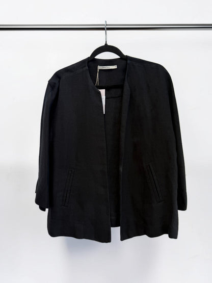 Lee Mathews Linen Cropped Jacket in Black size 4
