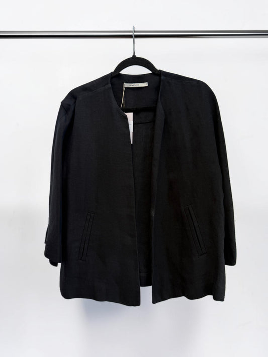 Lee Mathews Linen Cropped Jacket in Black size 4