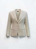 Carla Zampatti Ivory Crepe Long Line Blazer Jacket — Size 10