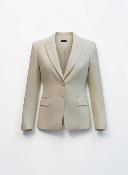 Carla Zampatti Ivory Crepe Long Line Blazer Jacket — Size 10