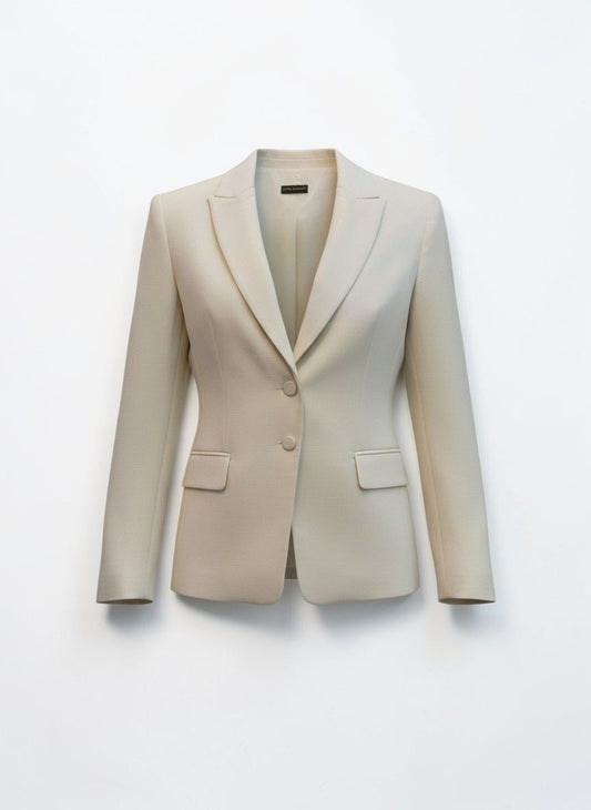 Carla Zampatti Ivory Crepe Long Line Blazer Jacket — Size 10