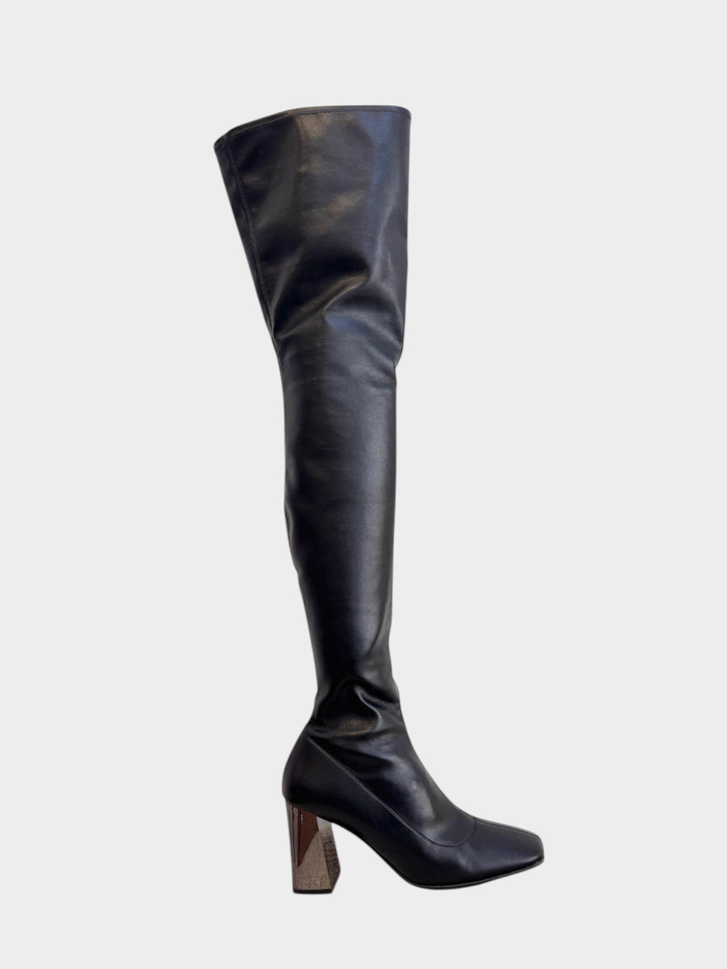 Lula and Mimi Sergio Rossi black leather over-the-knee boots with square toe and block heel