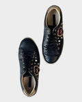 Lula and Mimi Dolce & Gabbana Portofino black leather sneakers with sequined heart patch and gold stud details