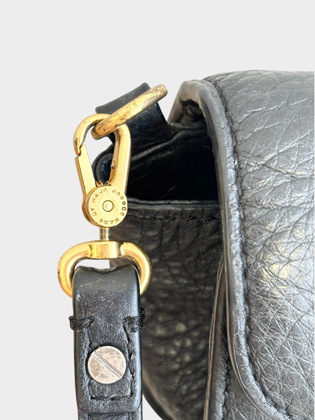 Lula and Mimi Marc Jacobs Bianca Jane black leather crossbody bag featuring gold-tone hardware and logo clasp detail