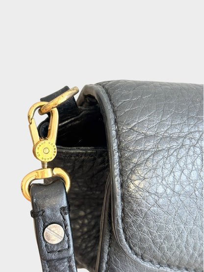 Lula and Mimi Marc Jacobs Bianca Jane black pebbled leather crossbody bag featuring gold-tone hardware detail