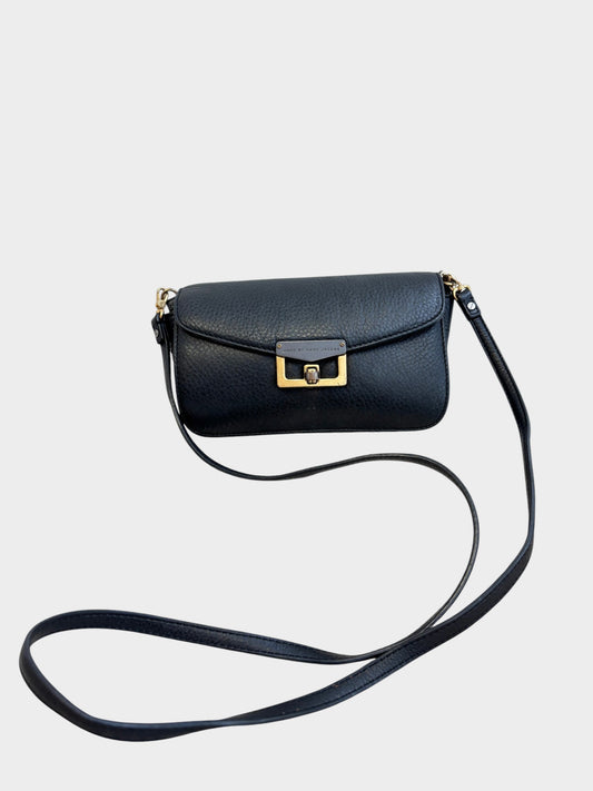 Lula and Mimi Marc Jacobs Bianca Jane black pebbled leather crossbody bag with gold-tone hardware clasp