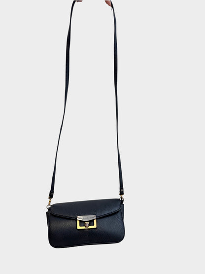 Lula and Mimi Marc Jacobs Bianca Jane black leather crossbody bag with gold and silver hardware details.