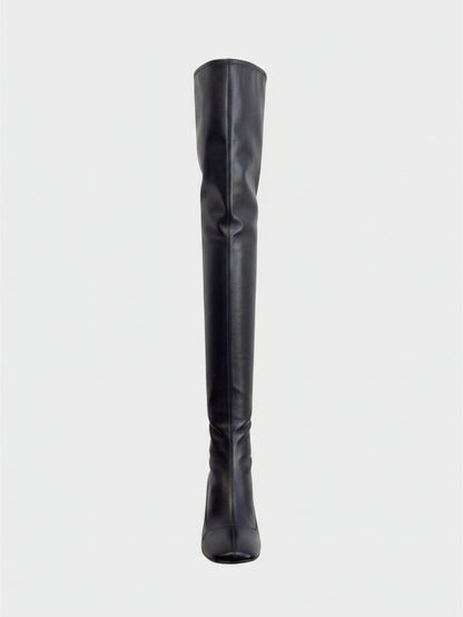 Lula and Mimi Sergio Rossi black leather over-the-knee boots with a square toe and block heel
