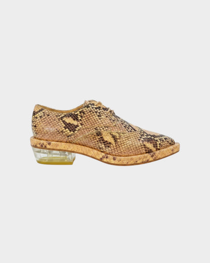 Lula and Mimi Simone Rocha python-embossed leather lace-up shoes with a chunky platform and clear sculptural heel.
