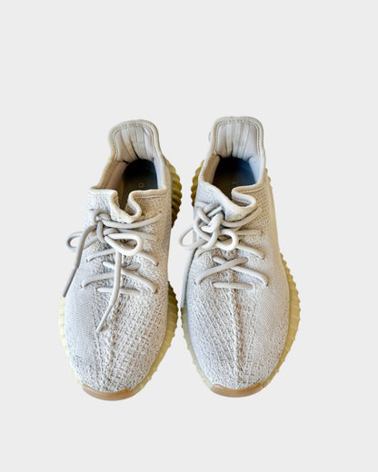 Lula and Mimi Adidas x Yeezy Boost 350 V2 sneakers in tonal beige Sesame Primeknit with a gum sole